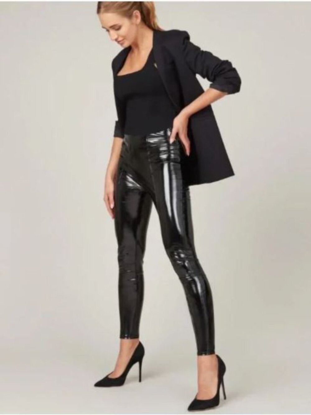 SPANX Faux Patent Leather Leggings | M